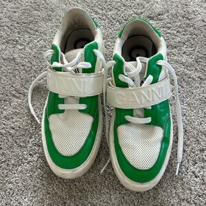 Ganni Green & White Sporty Sneakers